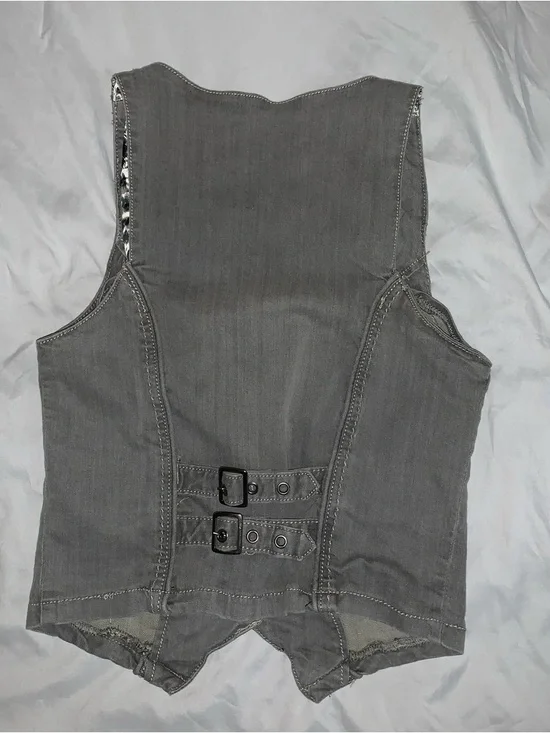 Vintage Y2K Clash Buckle Vest Gray Cotton Clash Jeans USA - Picture 2 of 5